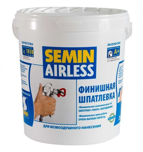 Шпатлевка для безвоздушного нанесения AIRLESS SEMIN | белая крышка| 25 кг